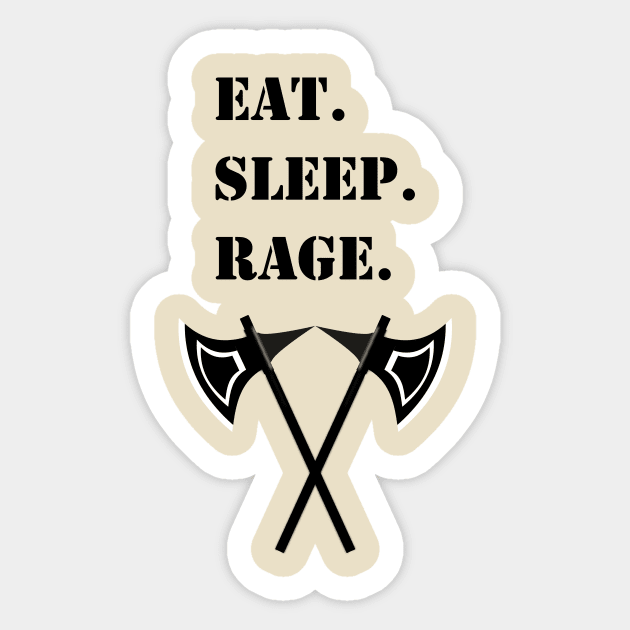 Eat Sleep Rage Barbarian 5E Meme RPG Class Sticker by rayrayray90